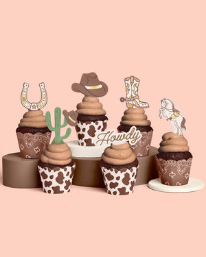 Saddle Up Cupcake Set - 24 sets of liners + toppers