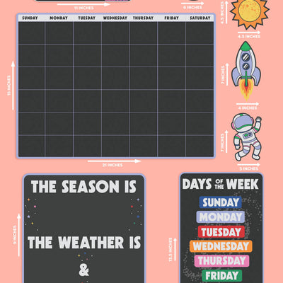 Space Classroom Calendar Set - 81 bulletin board pieces