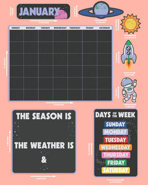 Space Classroom Calendar Set - 81 bulletin board pieces