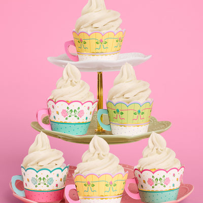 Tea Party Cupcake Wrappers - 24 pc tea cup set