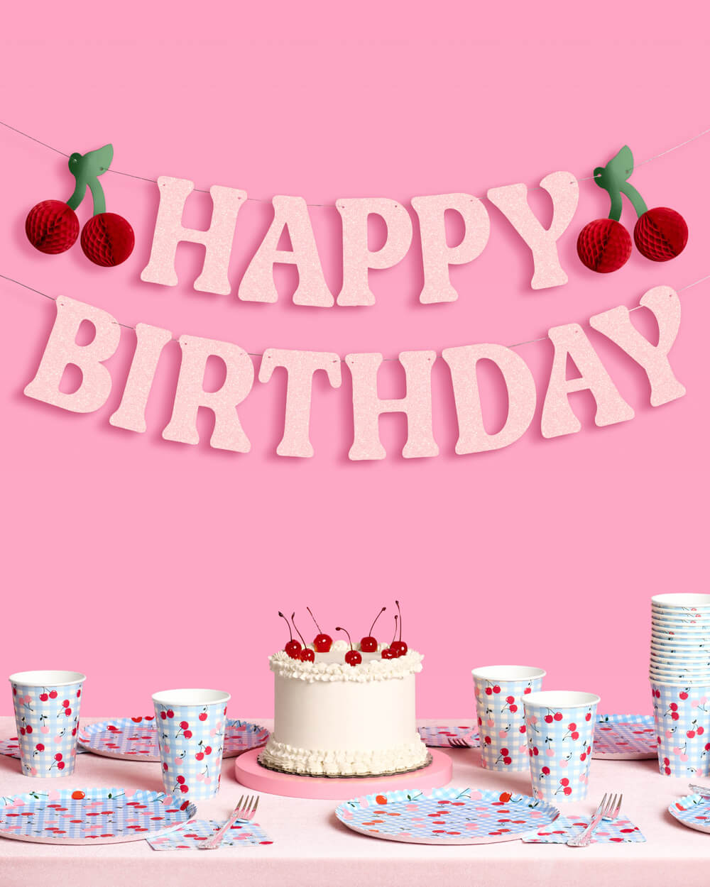 Cherry On Top Bday Banner - 3D glitter banner