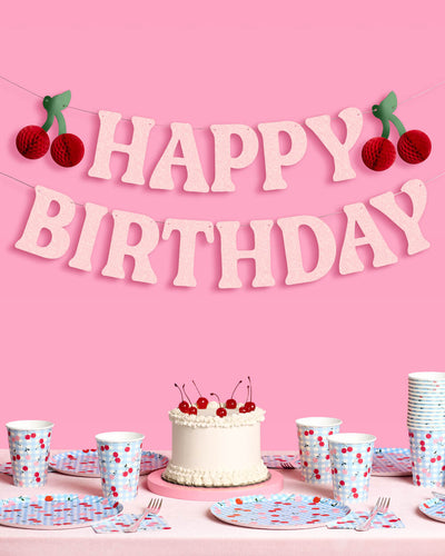 Cherry On Top Bday Banner - 3D glitter banner