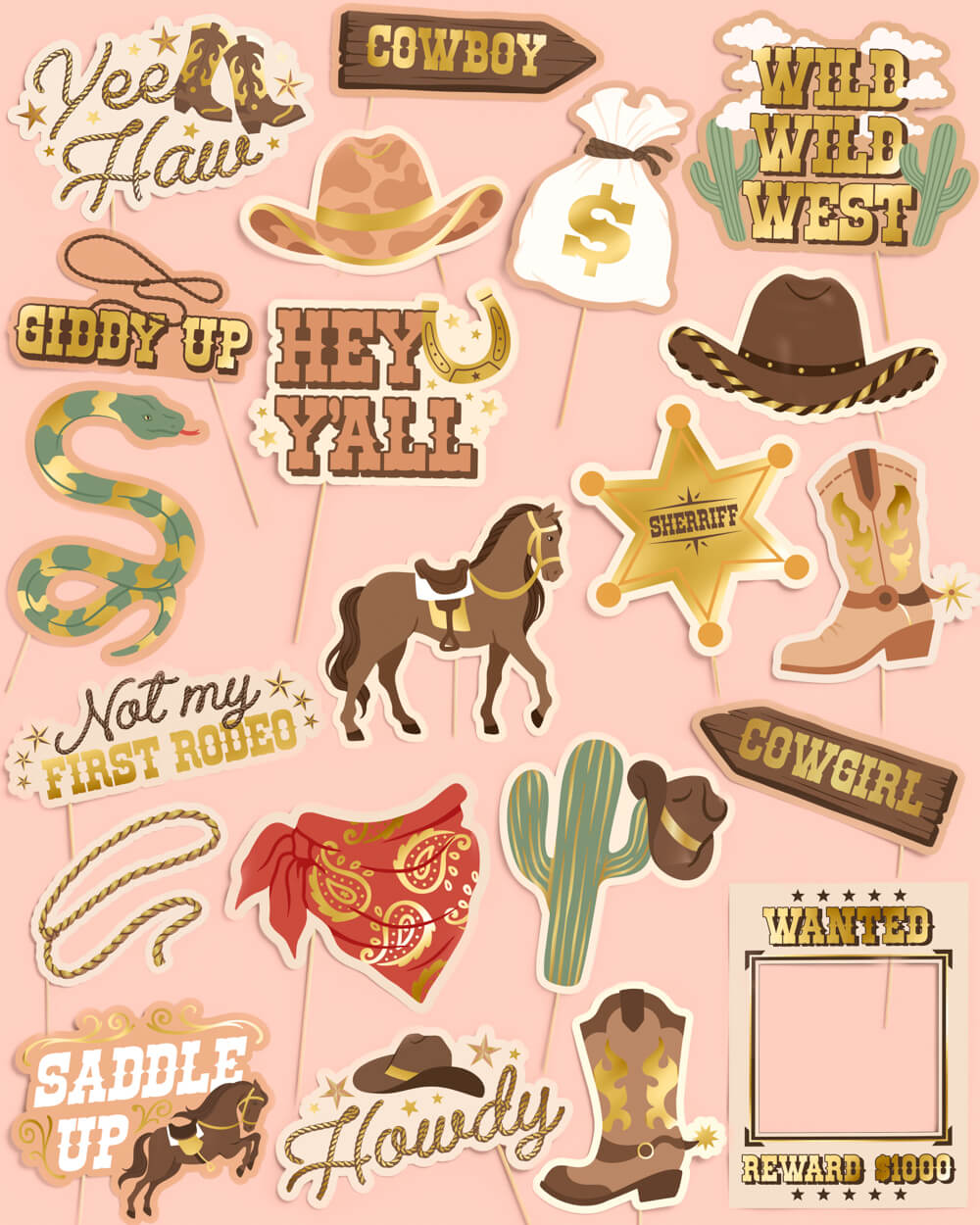 Saddle Up Props - 24 pc. photo booth set