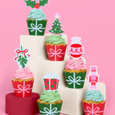 Deck the Cupcakes Set - 24 sets of liners + toppers