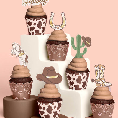 Saddle Up Cupcake Set - 24 sets of liners + toppers