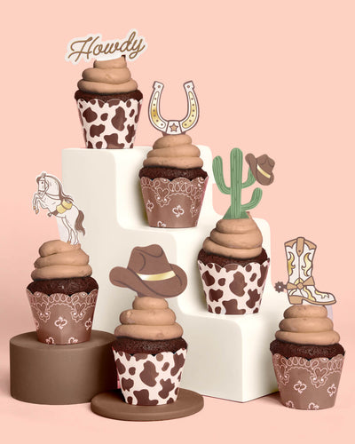 Saddle Up Cupcake Set - 24 sets of liners + toppers