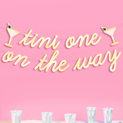 Tini One On The Way Banner - gold foil banner