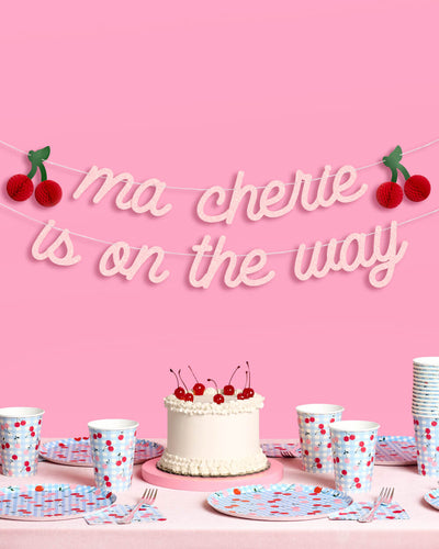 Ma Cherie is on the Way Banner - 3D glitter banner