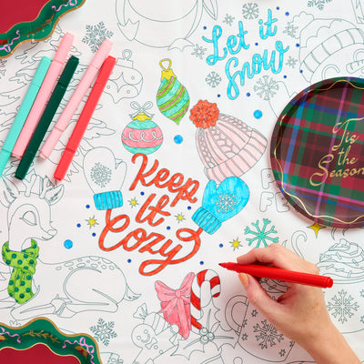 Color Me Merry Paper Tablecloth - coloring tablecloth