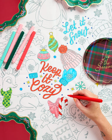 Color Me Merry Paper Tablecloth - coloring tablecloth