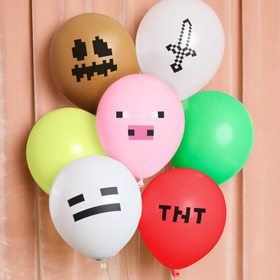 Pixel Mining Game Balloon Pack - 25 latex balloons