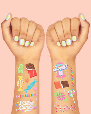 I Want Candy Tats - 72 foil temporary tattoos