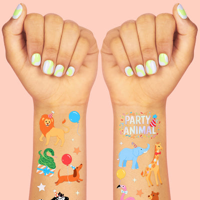 Pawty Animal Tats - 48 foil temporary tattoos