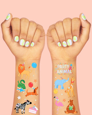 Pawty Animal Tats - 48 foil temporary tattoos