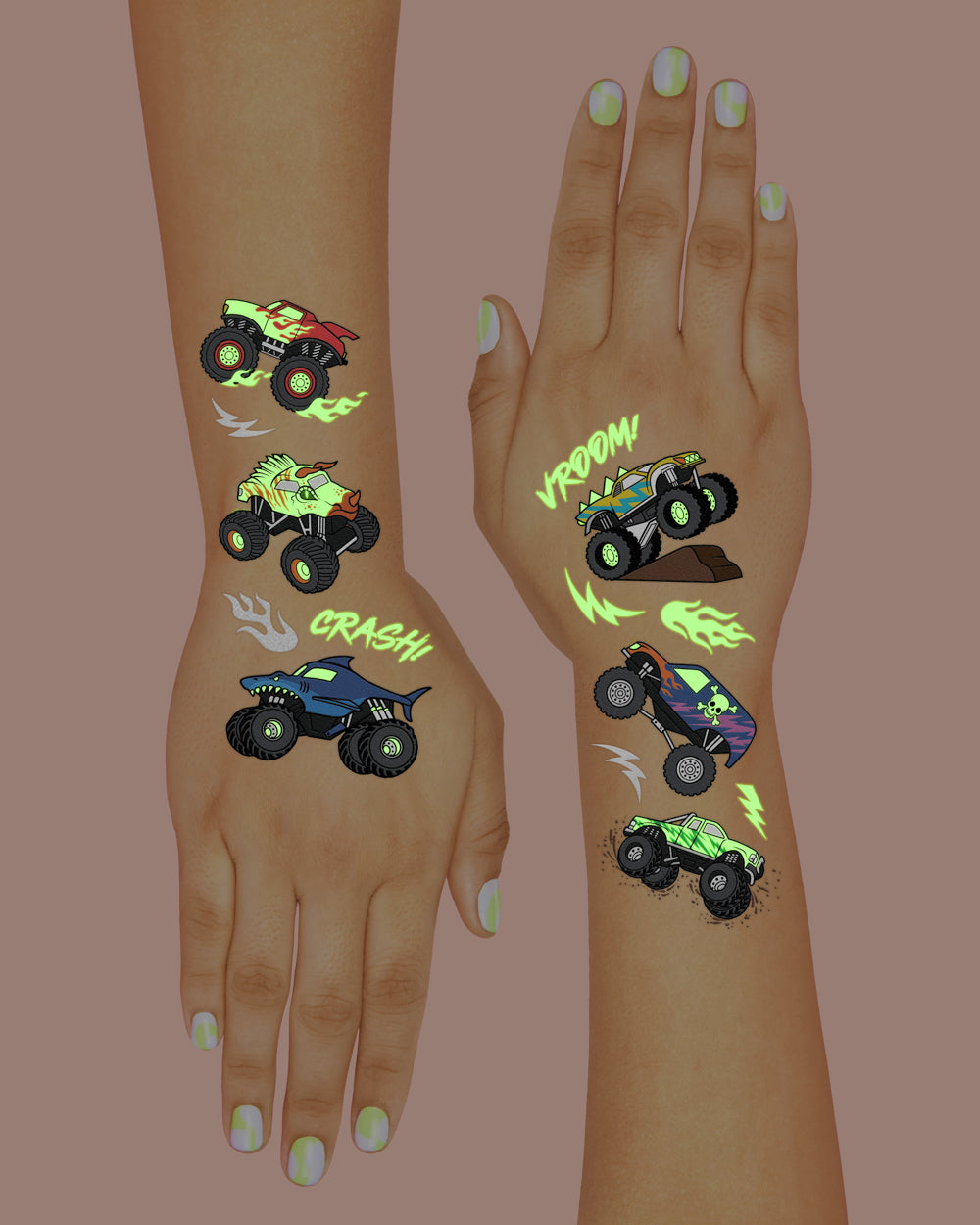 Party Crasher Glo Tats - 50 foil temporary tattoos
