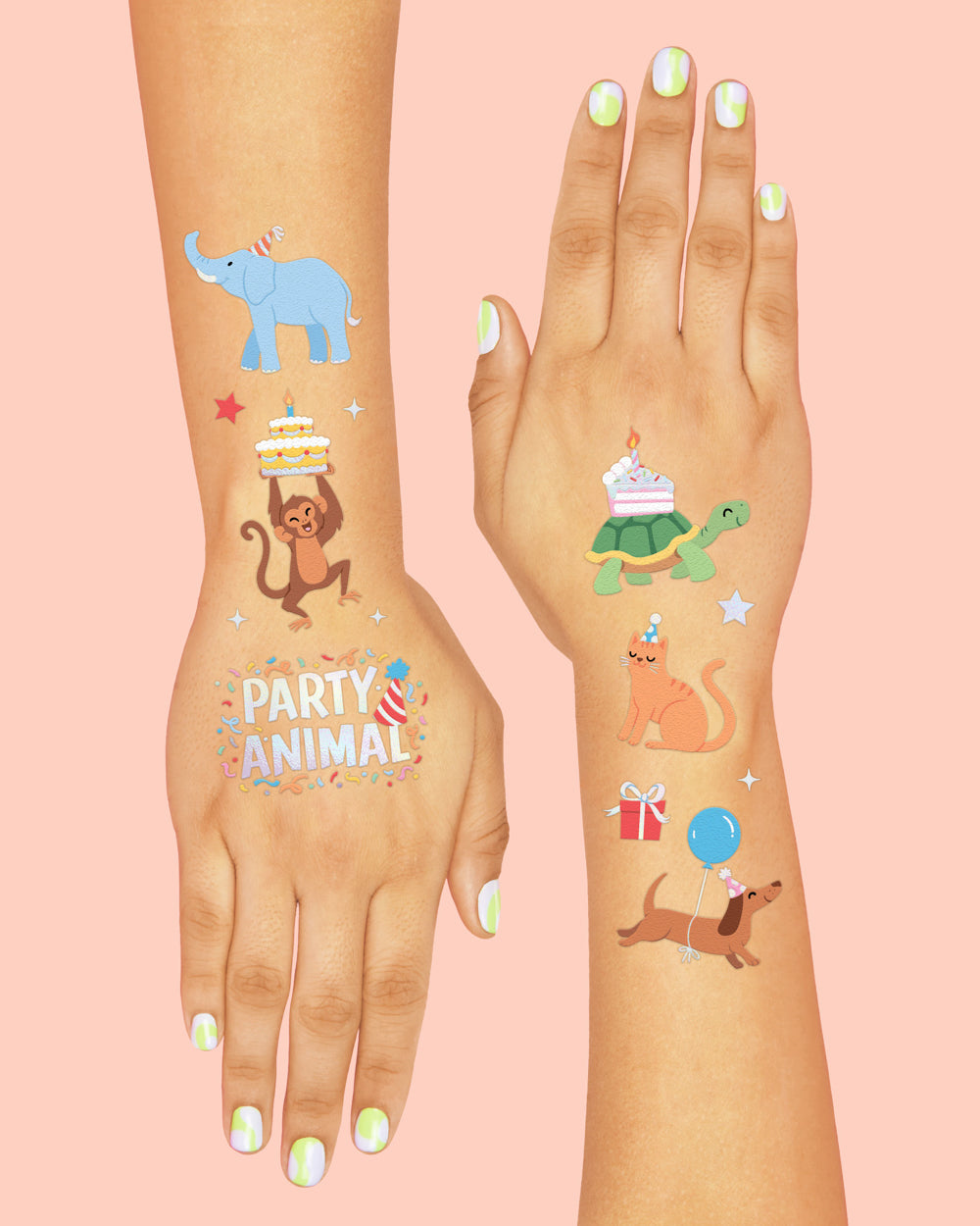 Pawty Animal Tats - 48 foil temporary tattoos