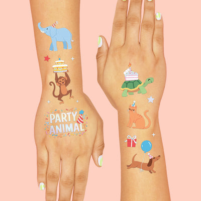 Pawty Animal Tats - 48 foil temporary tattoos