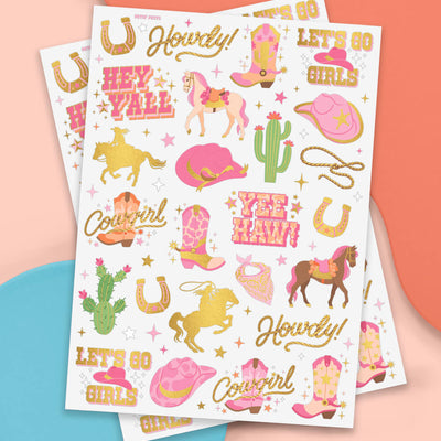 Cowgirl Tats - 46 foil temporary tattoos