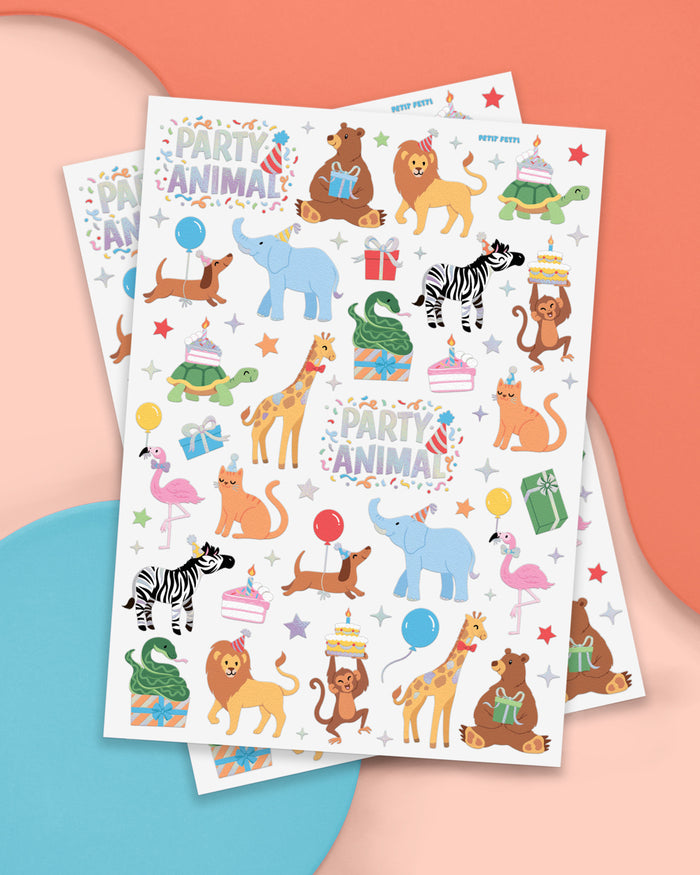 Pawty Animal Tats - 48 foil temporary tattoos