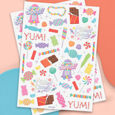 I Want Candy Tats - 72 foil temporary tattoos