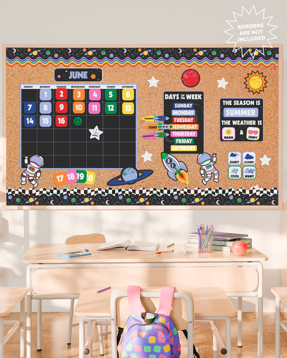 Space Classroom Calendar Set - 81 bulletin board pieces
