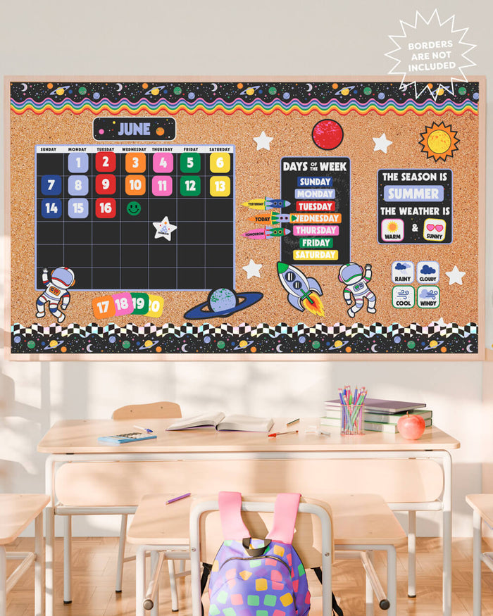 Space Classroom Calendar Set - 81 bulletin board pieces