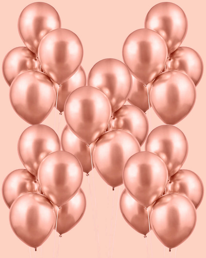 Rose Gold Chrome Pack - 25 metallic balloons