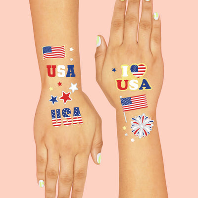 Stars & Stripes Tats - 70 foil temporary tattoos
