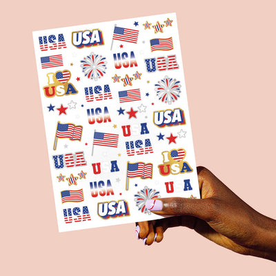 Stars & Stripes Tats - 70 foil temporary tattoos