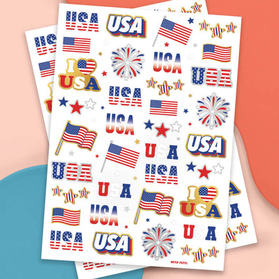 Stars & Stripes Tats - 70 foil temporary tattoos