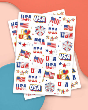 Stars & Stripes Tats - 70 foil temporary tattoos