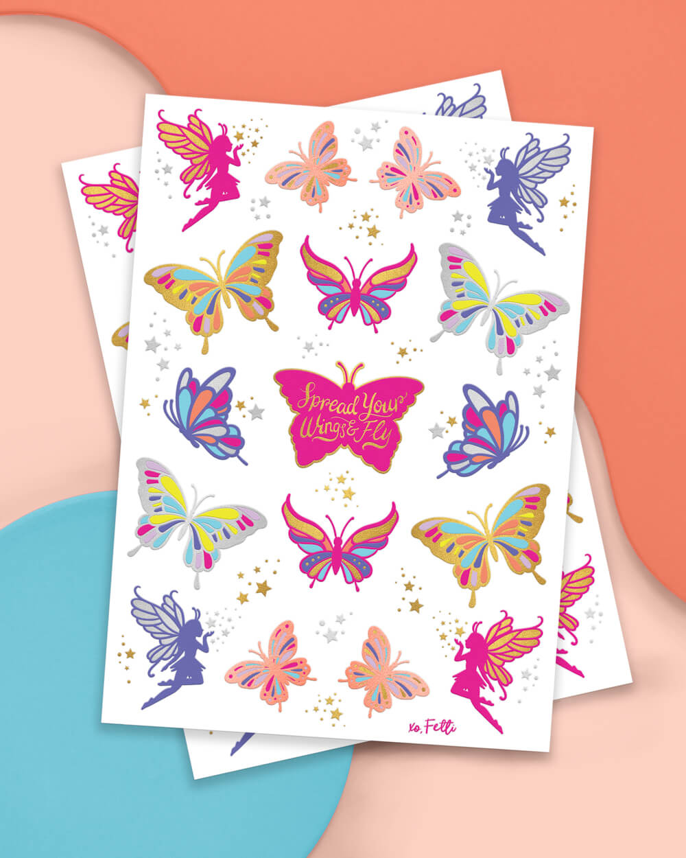 Fairy Flutter Tats - 34 foil temporary tattoos