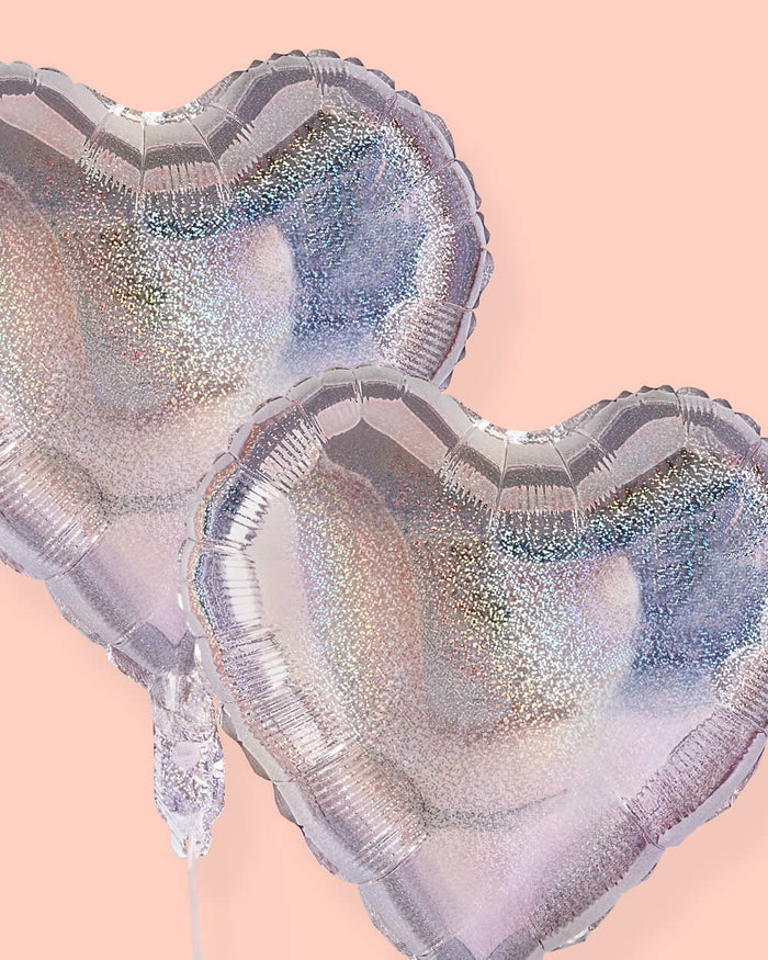 Shimmer Heart Balloons - 4 iridescent balloons