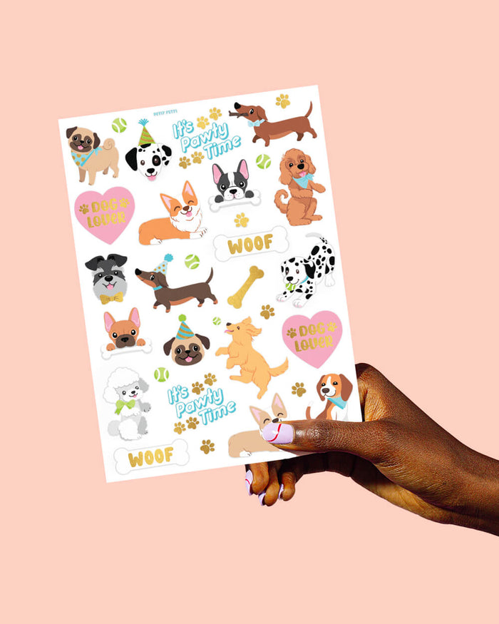 Dog Lover Tats - 44 foil temporary tattoos