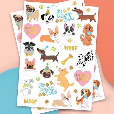Dog Lover Tats - 44 foil temporary tattoos