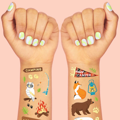 Happy Camper Tats - 44 foil temporary tattoos