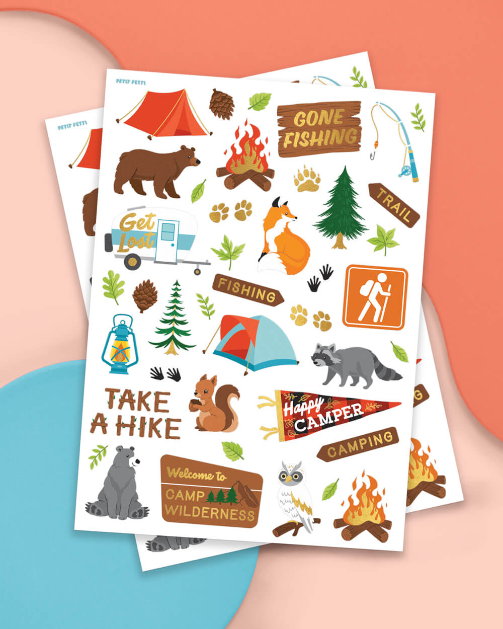 Happy Camper Tats - 44 foil temporary tattoos