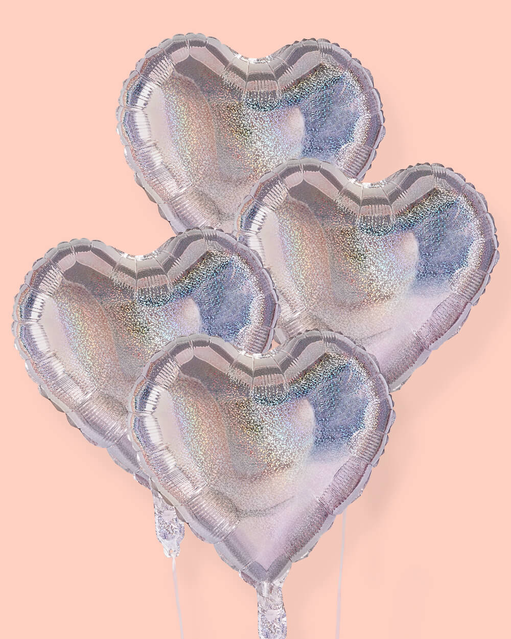 Shimmer Heart Balloons - 4 iridescent balloons