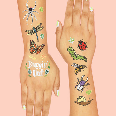 Buggin' Out Tats - 48 foil temporary tattoos