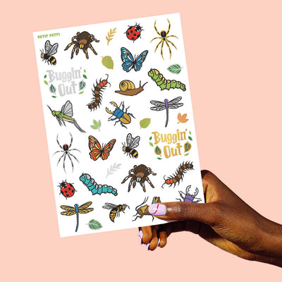 Buggin' Out Tats - 48 foil temporary tattoos