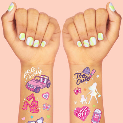 Let's Go Party Tats - 42 foil temporary tattoos
