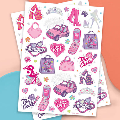 Let's Go Party Tats - 42 foil temporary tattoos