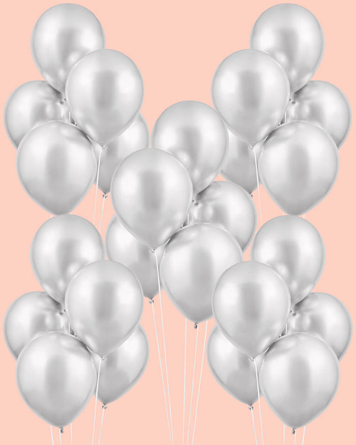 Silver Chrome Pack - 25 metallic balloons