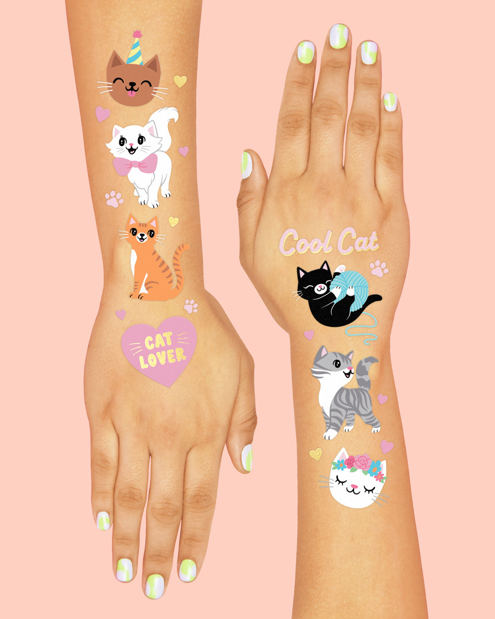 Cool Cat Tats - 42 foil temporary tattoos