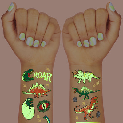 Dino Glo Tats - 44 foil temporary tattoos