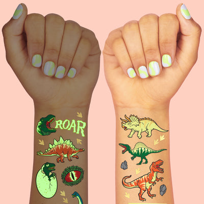 Dino Glo Tats - 44 foil temporary tattoos