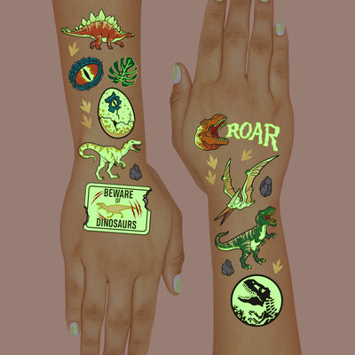 Dino Glo Tats - 44 foil temporary tattoos
