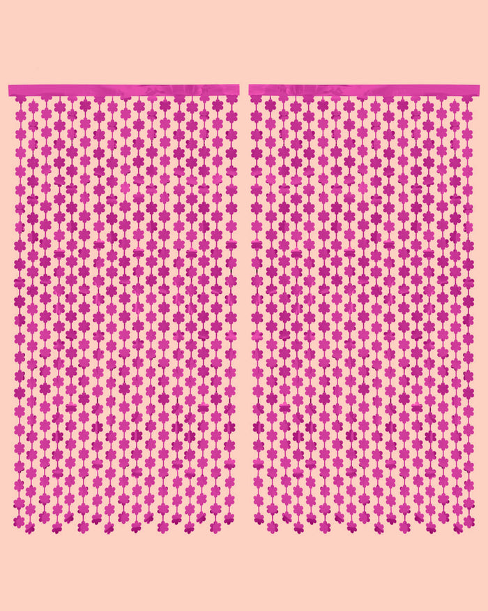 Flower Power Curtain - hot pink foil curtain