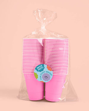 Pink Party Cups - 50 matte pink 16 oz cups