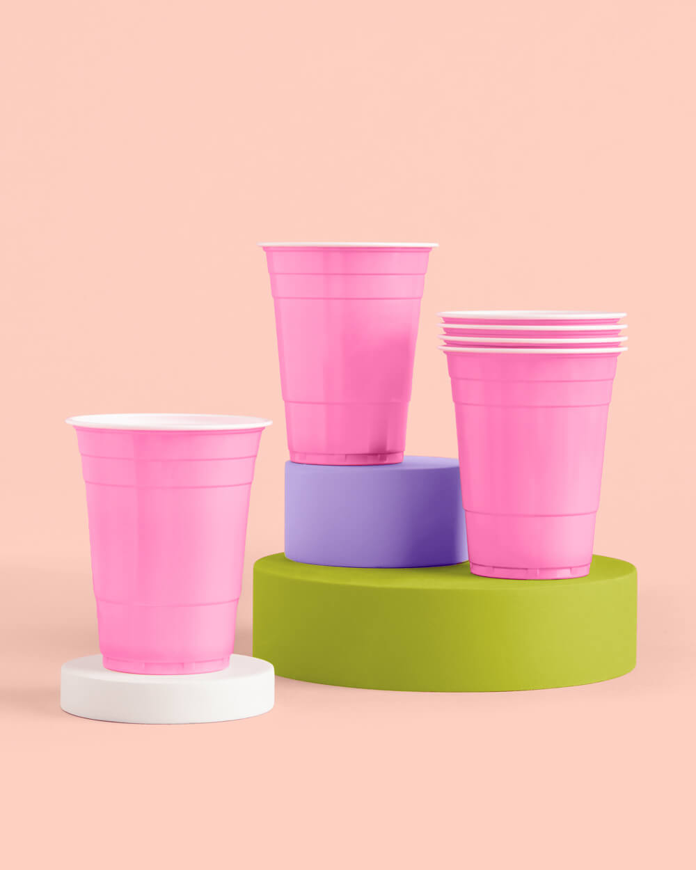 Pink Party Cups - 50 matte pink 16 oz cups